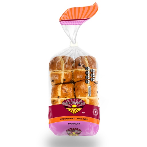 HEALTHYBAKE | Organic Khorasan Hot Cross Buns Sourdough, Pack of 6 Packs
