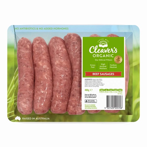 CLEAVER’S 有機肉品 | 有機牛肉香腸 450克