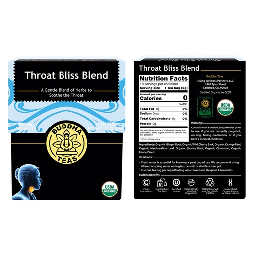 BUDDHA TEAS | Organic Herbal Tea Bags Throat Bliss Blend 18pk