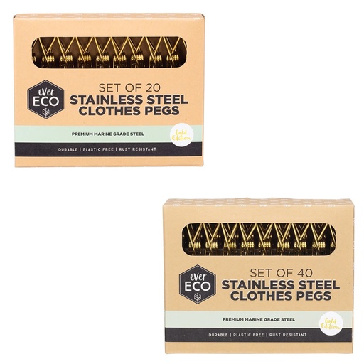 EVER ECO | Stainless Steel Clothes Pegs Premium Marine Grade, Gold