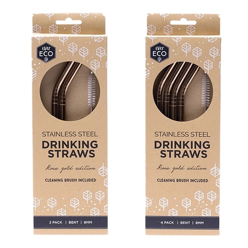 EVER ECO | Stainless Steel Straws Bent, Rose Gold