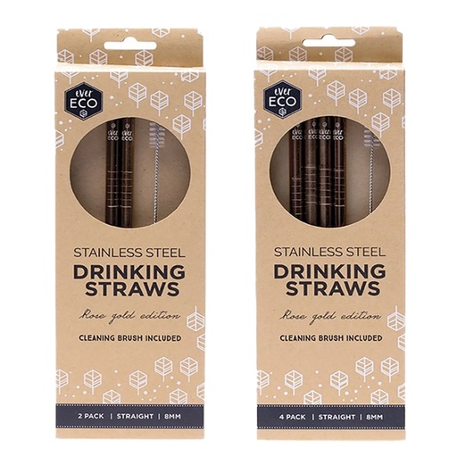 EVER ECO | Stainless Steel Straws Straight, Rose Gold