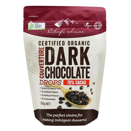CHEF'S CHOICE | Organic Dark Chocolate Drops 70%, 300g