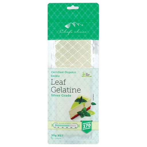 CHEF'S CHOICE | Gelatine Leaf Sheets Organic, 12 sheets
