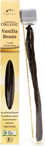CHEF'S CHOICE |  A-Grade Organic Vanilla Beans, 2 Large