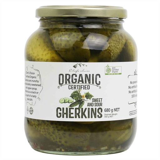 CHEF'S CHOICE | Organic Gherkins Sweet and Sour, 680g