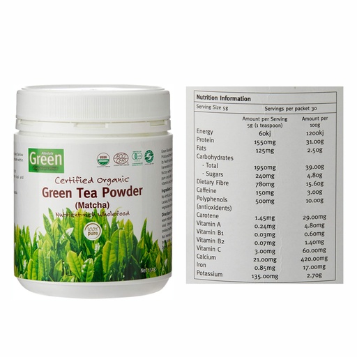 ABSOLUTE GREEN | Certified Organic Green Tea Powder 150g