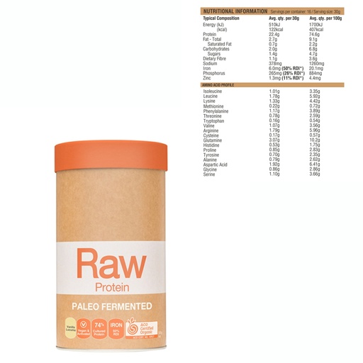 AMAZONIA | Raw Protein Organic Paleo Fermented Vanilla & Lucuma 1kg