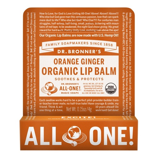 DR. BRONNER'S | Organic Lip Balm Orange Ginger, 4g