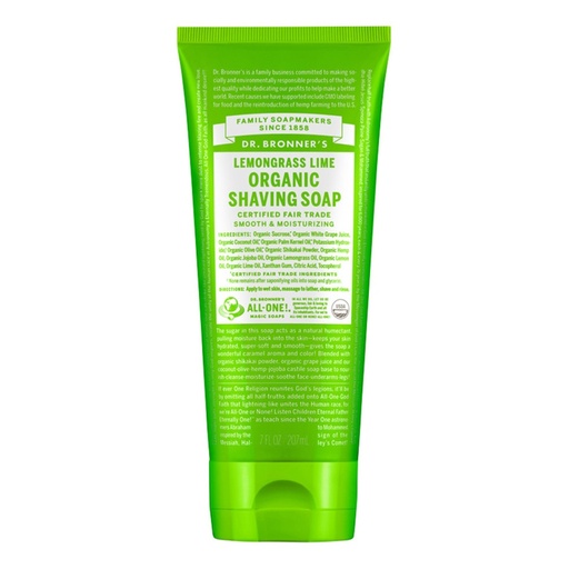 DR. BRONNER'S | Organic Shaving Soap Lemongrass Lime, 207ml