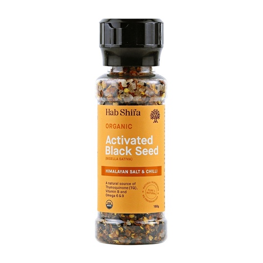 HAB SHIFA | Organic Activated Black Seed with Himalayan Salt & Chilli Grinder 160g