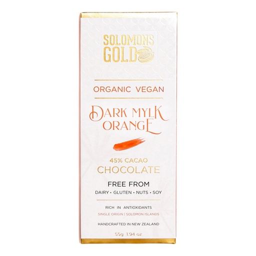 SOLOMONS GOLD | Organic Vegan Dark Mylk Orange Chocolate (45% Cacao) 55g