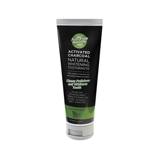 ESSENZZA FUSS FREE NATURALS | Activated Charcoal Toothpaste (Natural Whitening) Peppermint, 113g