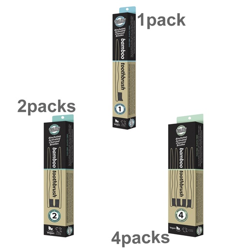 ESSENZZA FUSS FREE NATURALS | Bamboo Toothbrush with Activated Charcoal Bristles, Soft
