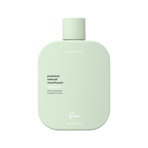 GEM | Premium Natural Mouthwash Crisp Mint (with Chlorophyll, Propolis & Neem) 500ml