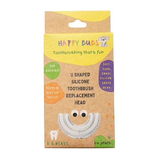 HAPPY BUBS | Toothbrush Silicone U Shaped Replacement Head x 3 Pack (2-6 Years)