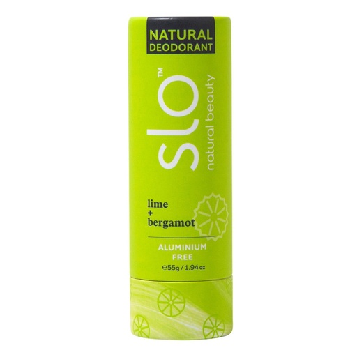 SLO NATURAL BEAUTY | Natural Deodorant Stick Lime + Bergamot 55g