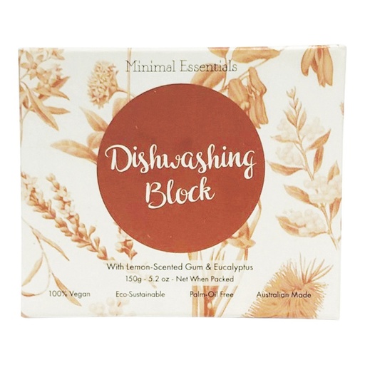 MINIMAL ESSENTIALS | Dishwashing Block with Lemon Scented Gum & Eucalyptus 150g