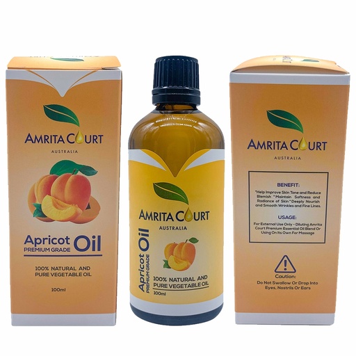 AMRITA COURT | 100% Natural and Pure Vegetable Oil Apricot Oil Premium Grade 100ml