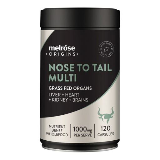 MELROSE | Origins Nose To Tail Multi (Grass Fed Organs 1000mg: Liver + Heart + Kidney + Brains) 120c