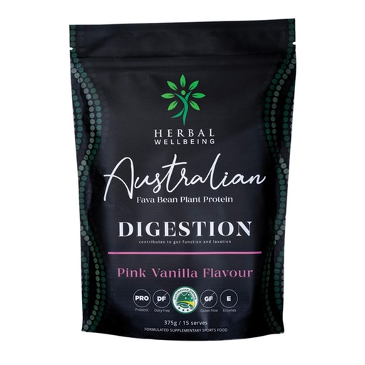 HERBAL WELLBEING | Australian Fava Bean Plant Protein Digestion Pink Vanilla 375g