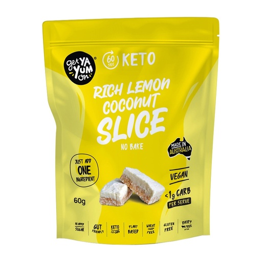 GET YA YUM ON | (60 sec Keto) Rich Lemon Coconut Slice (No Bake) 60g