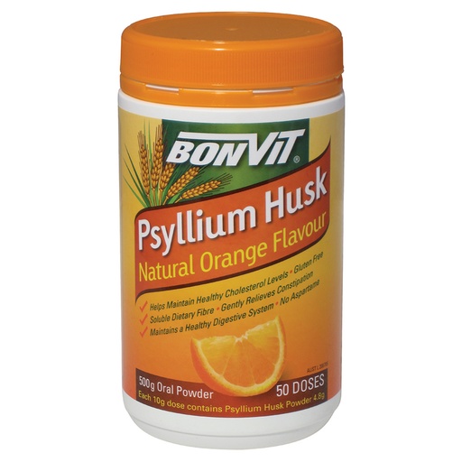 BONVIT | Psyllium Husk Natural Orange Flavour Oral Powder 500g