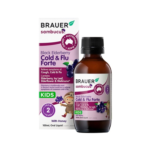BRAUER | Sambucus Black Elderberry Kids Cold & Flu Forte With Honey Oral Liquid 100ml