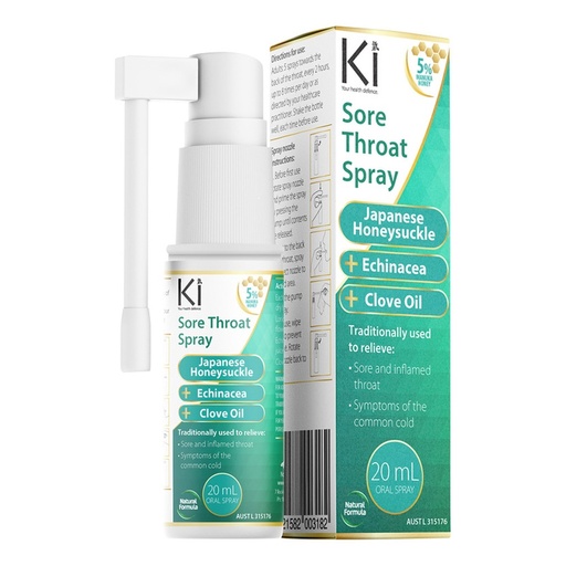 MARTIN & PLEASANCE | Ki Sore Throat Spray (Japanese Honeysuckle + Echinacea + Clove Oil) Oral Spray 20ml