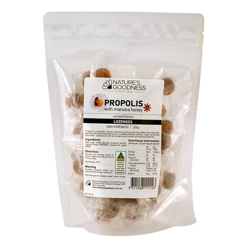 NATURE'S GOODNESS | Propolis with Manuka Honey Lozenges (High Strength) Aniseed Flavour 200g