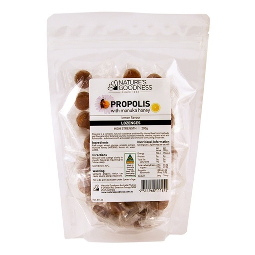 NATURE'S GOODNESS | Propolis with Manuka Honey Lozenges (High Strength) Lemon Flavour 200g
