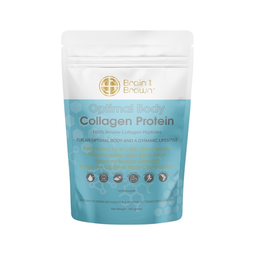 BRAIN AND BRAWN | Optimal Body Collagen Protein (100% Bovine Collagen Peptides) Unflavoured 300g