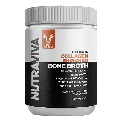 NUTRAVIVA | Bone Broth Collagen Enriched (Beef) Pure & Unflavoured 300g
