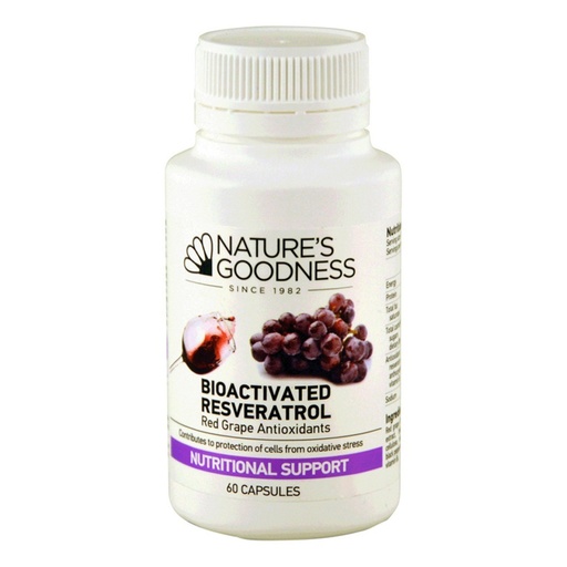 NATURE'S GOODNESS | Bioactivated Resveratrol (Red Grape Antioxidant) 60c