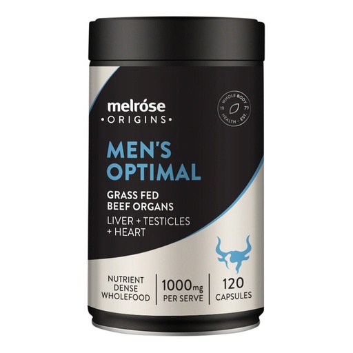 MELROSE | Origins Men's Optimal (Grass Fed Beef Organs 1000mg: Liver + Testicles + Heart) 120c