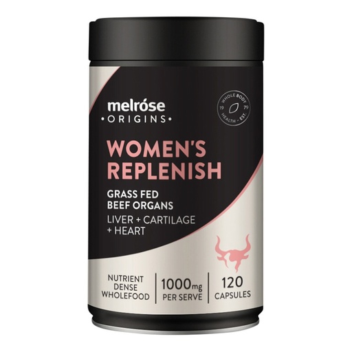 MELROSE | Origins Women's Replenish (Grass Fed Beef Organs 1000mg: Liver + Cartilage + Heart) 120c