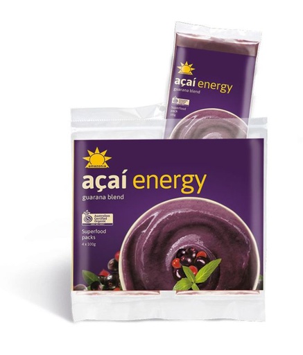 AMAZONIA | Frozen Acai Energy 4 Pack (4 x 100g) 【Certified Organic】