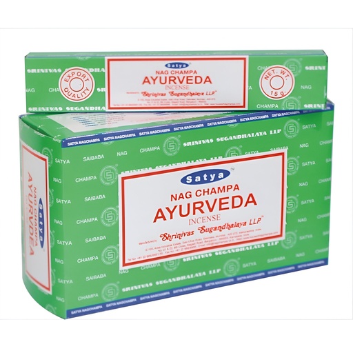 SATYA  | Satya Incense TRADITIONAL AYURVEDA  - Box of 12 packs, 15g per pack