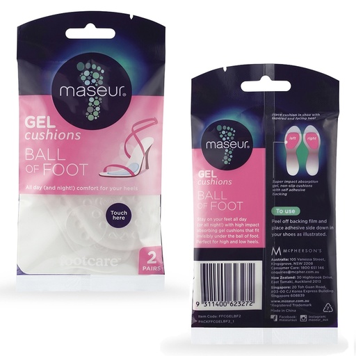 MASEUR | Ball Of Foot Gel Cushions, 2 Pairs
