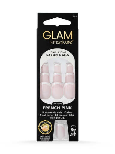 MANICARE | Press On Nails Medium Square French Pink Kit