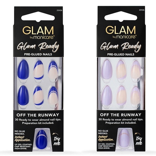 MANICARE | Glam Ready Pre-Glued Nails 30pcs – Off The Runway, Assorted Colours