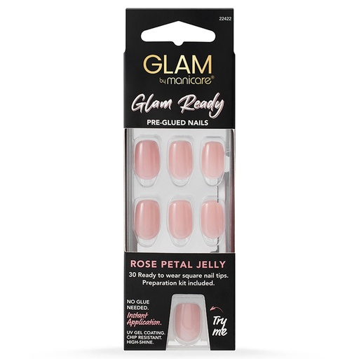 MANICARE | Glam Ready Pre-Glued Nails 30Pcs – Rose Petal Jelly