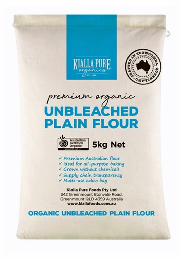 KIALLA | Flour Unbleached White Plain Organic (Calico Bag) 5kg