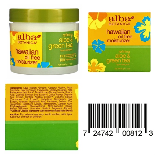 ALBA HAWAIIAN | Moisturiser Aloe & Green Tea Oil-Free 85g