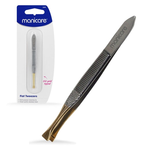MANICARE | Flat Tweezers, Gold Tipped