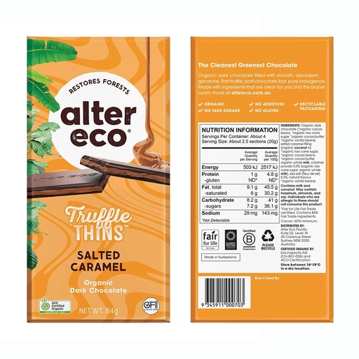 ALTER ECO | Chocolate Organic Salted Caramel Dark Truffle 84g