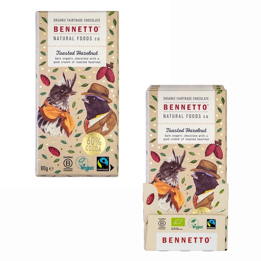 BENNETTO | 有機黑巧克力烤榛子 80克