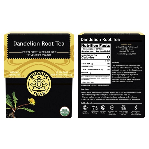 BUDDHA TEAS | 有機草本茶包 – 蒲公英根茶，18包