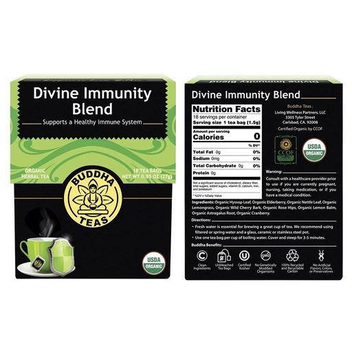 BUDDHA TEAS | Organic Herbal Tea Bags Divine Immunity Blend 18pk