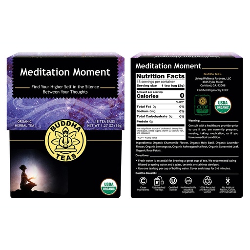 BUDDHA TEAS | Organic Herbal Tea Bags Meditation Moment 18pk
